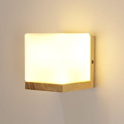 Haobosic - Wandlamp - Houten design + glas - Naturale kleur - E27 fitting