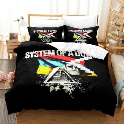 System Of A Down Beddengoedset Eenpersoons Twin Volledig Queen King Size Bedset Volwassen Jongens Slaapkamer Dekbedovertreksets 3D EU single(135x200cm)