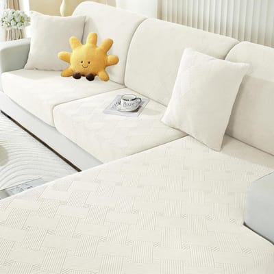 Sofa Hoes - Bankovertrek Zitkussenhoes - Bescherming Meubels - Elastisch Design - Universeel - Crèmewit