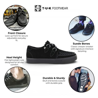TUK Pointed Creeper Sneaker Zwart Suède Platform Schoenen - A9178