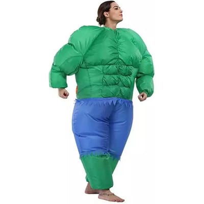 Groen spierbundel opblaaskostuum, volwassen One size, 150-190cm groen