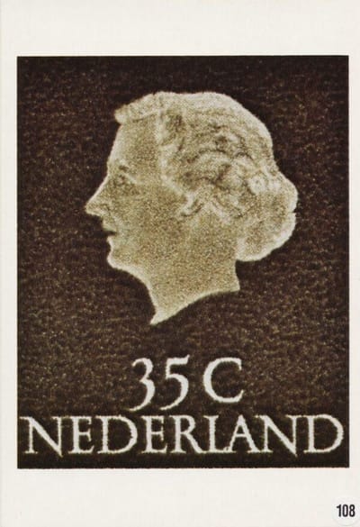 Briefkaart met afbeelding koningin Juliana postzegel