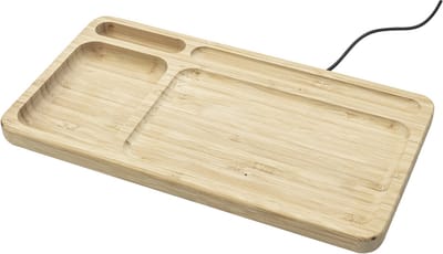 SoundLogic Draadloze Bamboe Bureau-Organizer en Oplader - Draadloos smartphone opladen van 5W