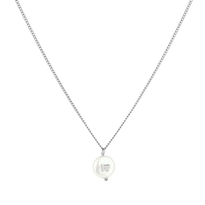 Bijoutheek Ketting Parel Vlinder Zilver