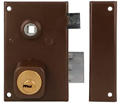 Rechts Overvulslot met Hendel en Veiligheidsronde Cilinder - Houten Deuren | 72 x 112 mm | Bruin Staal