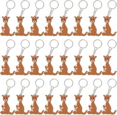 Set van 24 sleutelhangers voor kangoeroe verjaardag babyborrel bos dieren feest, goodie bag stuffer, kinderverjaardag, carnavalbeloningen