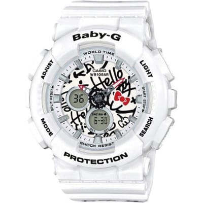 Casio Baby-G Hello Kitty Samenwerking Waterdicht Sport Quartz Horloge Harsband Dameshorloges Zwart Wit BA-120KT-7A White white
