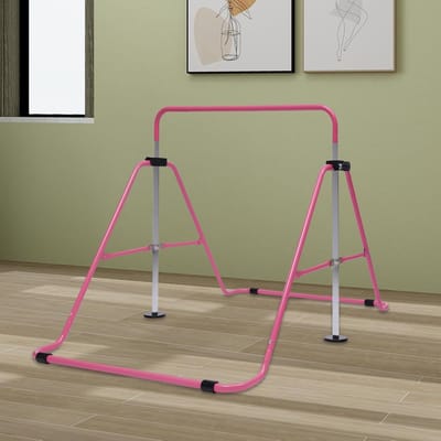 Gymnastiekrek Kinderen - Turnstang Rekstang - Binnen Buiten - Opvouwbaar Verstelbaar - 108 x 148.5 cm - Roze