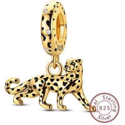 Dernière Arrivée de Marque Composant Perle Pendentif Léopard Noble Métal Cuivre Composants Perles Charme Compatible Avec Bracelet Authentique Original beige