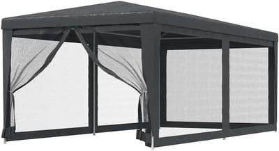 Partytent met zijwanden - Feesttent Paviljoen - Buitenfeesten Organiseren - Waterdicht HDPE Dak - 3 x 6 meter - Antraciet