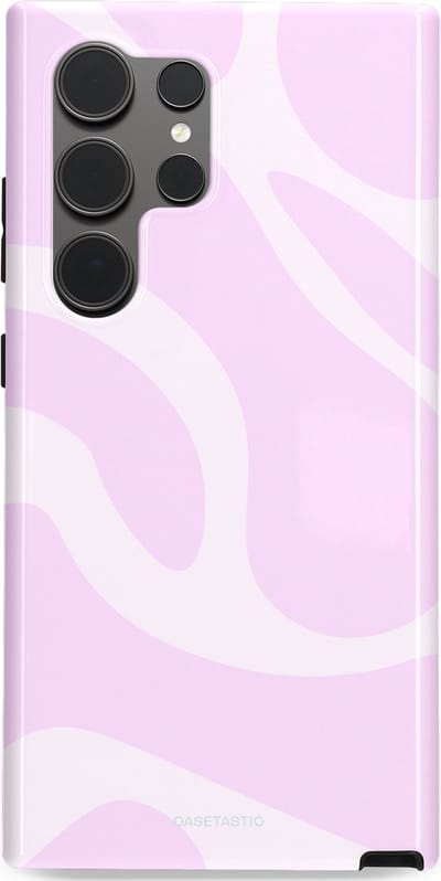 Casetastic hoesje geschikt voor Samsung Galaxy S24 Ultra - Dubbellaagse bescherming - Vrolijk Roze Suikerspin Curves - Fashion Case - Lichtroze Wit