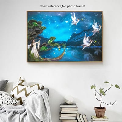 Diamant schilderij volledige ronde prinses diamant borduurwerk schilderachtige diamant mozaïek foto van steentjes 20X30CM blue