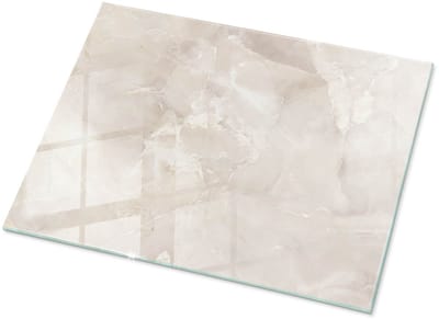Tulup Tafelblad Glas - Marmer Textuurpatroon Glasplaat Tafel - 80 cm x 60 cm - Romig Veiligheidsglas - Rechthoekig Tafelblad Glas - Glazen Tafelblad Geschikt voor de Keukentafel - Glazen Tafelblad