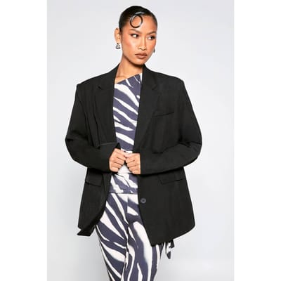 boohoo Dames Enkelrijs Oversized Blazer | Black | Maat: 6