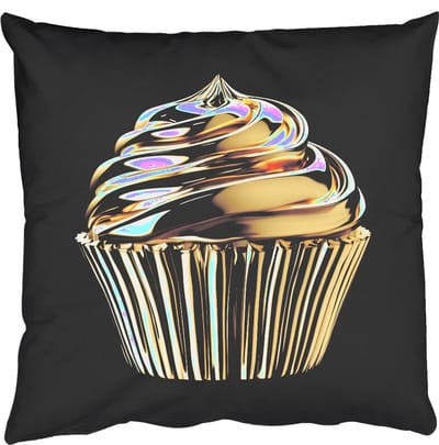 Sierkussens - Kussentjes Woonkamer - 50x50 cm - Cupcake - Eten - Goud - Zwart
