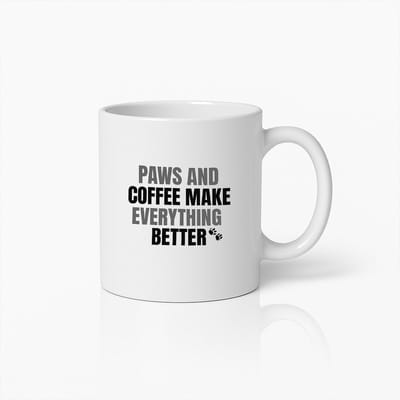 330ml Koffiemok voor Hondenliefhebbers – “Pootjes en Koffie Maken Alles Beter” – Schattig Cadeau voor Dierenliefhebbers