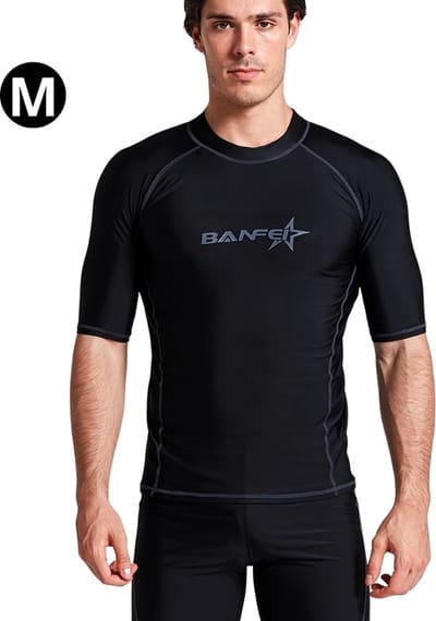Nivard Rash Guard - Surf Shirt - Zwemkleding - UV Beschermende Kleding - Voor Zwemmen - Surfen - Duiken - Zwart - Maat M