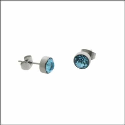 Aramat Jewels | Oorbellen | RVS Kristal Oorbellen Rond Kleurrijk 3mm - Diverse Kleuren Studs | Zilverkleur / 7mm / Licht Blauw | |8mm | Staal | Volwassenen | Verkleurd niet