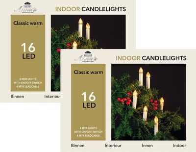 Anna's Collection Kaarsen lichtsnoeren - 2x - 16 LED kaarsen - 400cm - warm wit -kerstverlichting