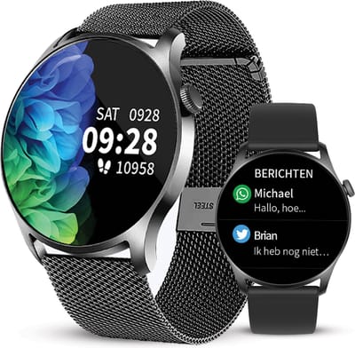AVALUE Smartwatch Dames - Horloge met Stappenteller geschikt voor IOS, Smartwatch Android en HarmonyOS geschikt - Met Extra Bandje