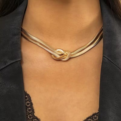 Soraro Gevlochten Ketting | Elegant | Goudkleurig | 10mm | Dames Ketting