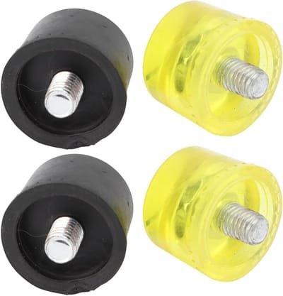 Set van 2 Vervangende Rubber Mallet Koppen - Geel en Zwart - Impact Hoofd voor Houtbewerking en Klussen (Φ35mm)