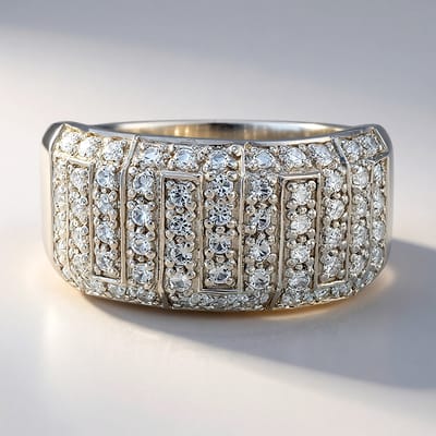 Cavill - Zilveren Ring - 925 Sterling Zilver - Wit Topaas 0,779 ct Briljant Pave - Moderne Elegante Damesring - Ringmaat 16 - Brazilië Edelstenen