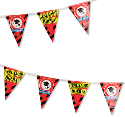 Q2P - Slingers - Geslaagd - Versiering - Verkeersbord - Vlaggenlijn - Feest Versiering - Geslaagd Vlag - 10 meter