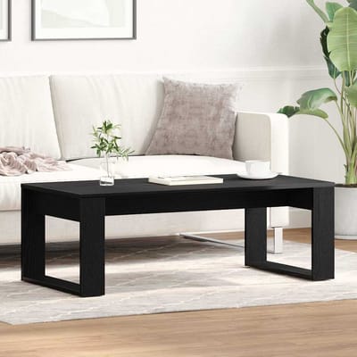 vidaXL - Salontafel - Zwart - Eiken - 102 - x - 50 - x - 35 - cm - Bewerkt - hout