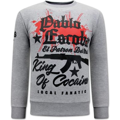 The King Of Cocaine Pablo Escobar Heren Sweater - Grijs