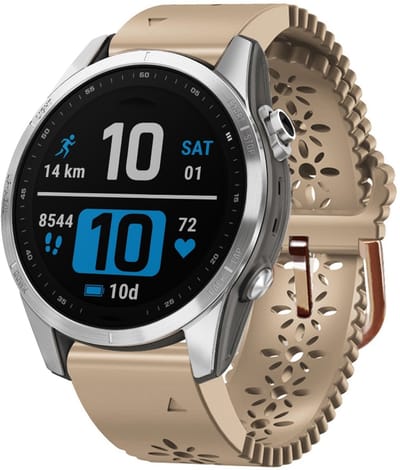 By Qubix - Geschikt voor Garmin bandje - 20mm Quickfit - Flower siliconen bandje - Beige - Geschikt voor Garmin Fenix 7s/6s/5s / Instinct 2s / Epix Pro Gen 2 (42mm)