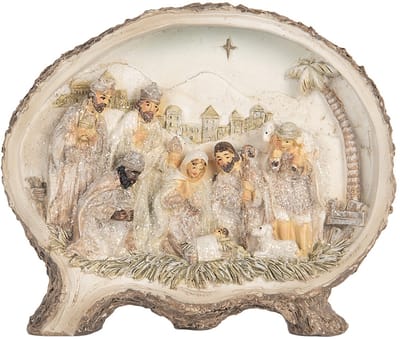 Clayre & Eef Kerstdecoratie Beeld Kerstgroep 18x4x15 cm Bruin Kunststof