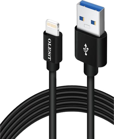 Olesit Lightning 3 Meter Fast Charge 2.4A - Oplaadkabel - Veilig laden - Data Sync & Transfer - Geschikt Voor Apple iPhone / iPad en iPod - IOS 14 en Hoger - Zwart