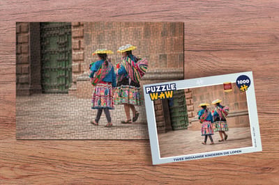 Puzzel Twee indiaanse kinderen die lopen - Legpuzzel - Puzzel 1000 stukjes volwassenen