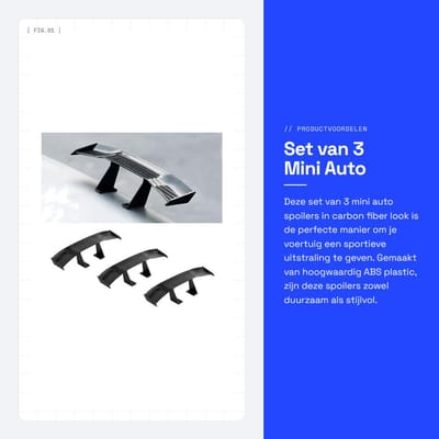 Dailygoods- Spoiler Universeel - 3 Mini Spoiler Wings - 16.5CM - ABS Kunststof - Duurzaam - Eenvoudige Installatie - Aerodynamisch Design - Autospoiler