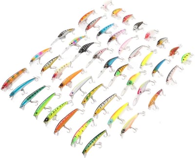 Dailygoods- Vissenlokken Kit 43pcs - Kunstaas Snoek/Roofvis - Minnow Aas - Zoetwater/Zoutwater - Slijtvast Materiaal - Levensecht Uiterlijk