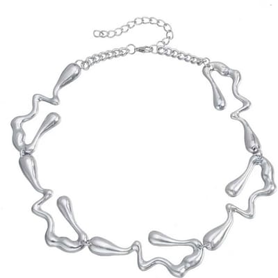 Collier irrégulier pour femme mode luxe léger chaîne de clavicule rétro argenté