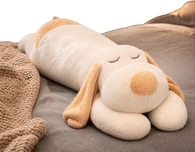 Hond Lichaamskussen 100 cm - Zacht Slaapkussen tegen Alleen Slapen - Lang Knuffelkussen/Body Pillow - Knuffel Kussen voor Volwassenen - Wit