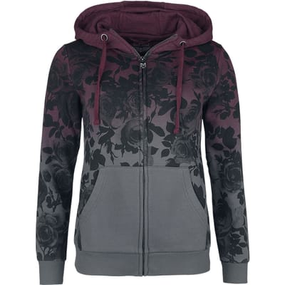 Rock Rebel by EMP - Rock Vest met capuchon - Dip-dye hoodie - S tot 5XL - voor Vrouwen - bordeaux-grijs