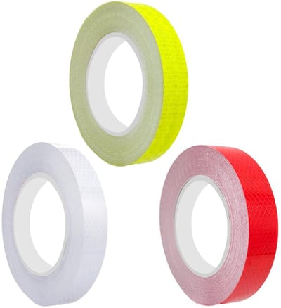 Reflecterende Waarschuwings Tape 2.5 cm x 5 m - Waterdicht PVC, Ideaal voor Fietsen, Motoren en Auto's, Wit en Rood, Fluorescerend, Veiligheid en Decoratie