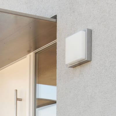 LCD LED buiten wandlamp 046, roestvrij staal, glas, 25 x 25 cm