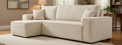 Livia Hoekbank met Slaapfunctie en - 200x125 cm - Bedlade – Gestoffeerde Moderne Bank - Medahomestore