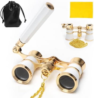 Operaglas met uittrekbare handgreep en 3x vergroting, metalen behuizing, ideaal voor theater en evenementen, retro design, perfect cadeau voor dames en meisjes