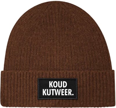 Wintermuts walnut rib gebreid | wit - Koud kutweer - soBAD. | Unisex | Skimuts | Muts | Kou | met grappige tekst | Winter | Beanie