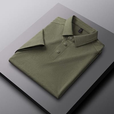 Heren T-shirt Zomer Naadloos Micro-elastisch Korte mouw T-shirt Jeugd Revers Licht Luxe Zakelijk Ademend Strijkvrij POLO Shirt 56 gray