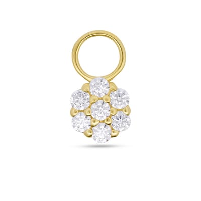 New Bling - 9NBG-O104 - 14K goud – Oorbelhanger - per stuk – Pavé Cirkel – Zirkonia