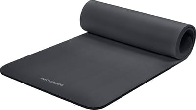 Yoga mat 1/2 inch dik Solana met nylon band - antislip oefenmat voor mannen en vrouwen - yoga pilates stretching vloermat fitness grafiet