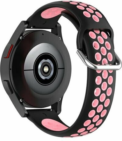 By Qubix - Geschikt voor Garmin bandje - Geschikt voor Garmin Vivomove 3 / HR / Luxe / Sport / Style / Trend - Siliconen sportbandje met gesp - Zwart + roze - Smartwatch bandje 20mm