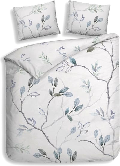Heckettlane Leafy Dekbedovertrek - Tweepersoons - Katoen - 200x200-220cm - Wit