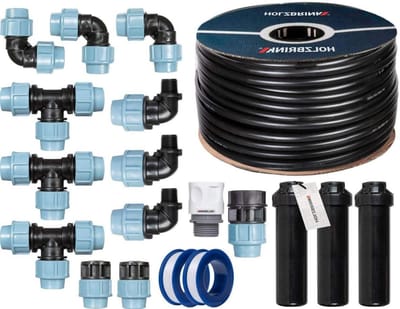 Gazon Irrigatieset - Bewateringssysteem Sprinklers - Gazon Onderhouden - Verzonken Pop-up Sproeiers - 30 Meter - Zwart